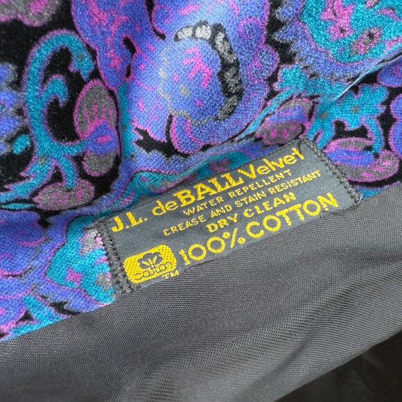 Vintage Velvet Swing Coat 80s Deadstock Gallery Woman Jewel Tone Printed | L/XL - Picture 6 of 10